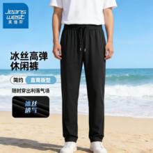 真维斯 冰丝裤男款直筒裤  黑色 速干休闲长裤 （2XL—5XL）