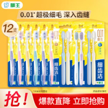狮王 细齿洁弹力炭能量牙刷 软毛成人家庭套装 12支 弹力旋净+弹力护龈