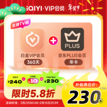 爱奇艺 VIP会员白金会员360天 京东PLUS年卡 5天黄金会员 支持电视端