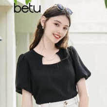 百图女装 女莱赛尔面料 泡泡袖衬衫 2305T36