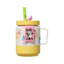 bablov 保温杯女士大容量牛奶杯泡茶杯316不锈钢儿童吸管水杯 别烦美女650ml/316不锈钢+茶仓