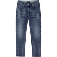 gxgjeans 美式磨破做旧设计复古休闲水洗直筒长裤 牛仔蓝-常规款
