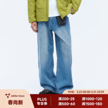 RESTICK 直筒水洗牛仔裤男款 水洗蓝 S
