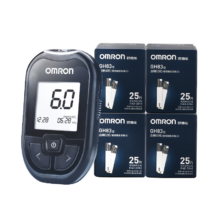 欧姆龙（OMRON）血糖仪GH83型指尖检测仪套装（100条血糖试纸 100采血针）女神节