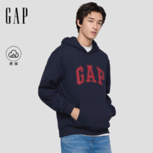 盖璞 Gap 男女装春款LOGO抓绒连帽卫衣 786940 海军蓝 M (170/92A)