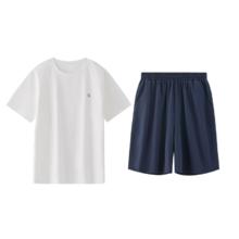 海澜之家 陈哲远同款 男士圆领短袖短裤家居服套装 防晒速干可外穿