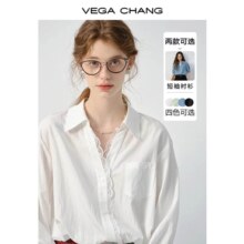 VEGA CHANG V领衬衫女长袖 蕾丝花边宽松上衣 2026春装新款