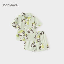 淘金币可用：Babylove 夏季薄款竹棉山茶母女母子短袖短裤家居服