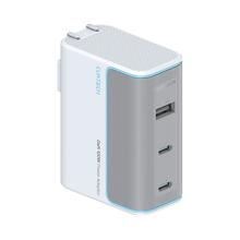 酷态科 超级闪充 氮化镓三口充电器 三口（Type-C+USB-A口） 线充套装 银滩白 120W