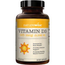 Naturewise 阳光瓶 5000IU 活性维生素D3 成人软胶囊 360粒