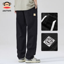 需入会：大嘴猴 Paul Frank 纯棉休闲裤 男士 春秋宽松直筒 黑色2328H L 120-135斤