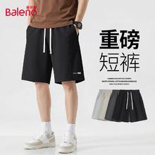 班尼路 五分裤 男士宽松直筒薄款 黑#JPB黑小标 3XL