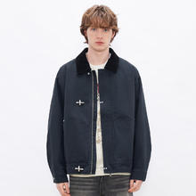 gxgjeans 26春新品 美式复古飞机扣工装翻领夹克 藏青色