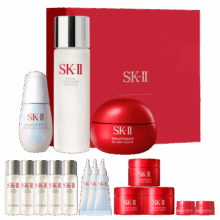 PLUS：SK-II 神仙水230ml+小灯泡30ml+大红瓶50g 护肤套装 +赠精华露10ml*3+精华霜2.5g*2件+精华液30ml*5件+精华霜15g*3件