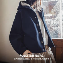 马登  马登 复古收腰毛呢连帽休闲外套女