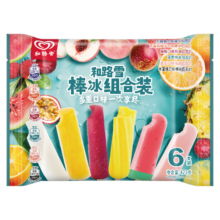 和路雪 桃子西瓜菠萝乳酸百香橙杨梅棒冰 六支装 423G