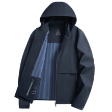罗蒙 牛奶丝夹克男 春秋可拆连帽外套 JK007 藏青 170