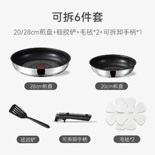卡罗特 平底锅家用不粘锅红点控温 20/28煎盘+硅胶铲+可拆手柄+赠毛毡*2