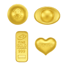 周六福 黄金999元宝金条 小金豆 爱心赏金 1g