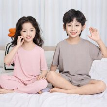有只绵 男女童夏季冰丝短袖 家居服两件套