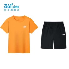 361°童装男女童运动短袖短裤套装 亮橘色/经典黑