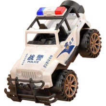 越野警车模型 警察吉普车 男孩耐摔玩具车 23CM 送警灯
