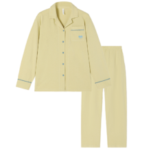 猫人 100%棉 长袖翻领开衫睡衣女 本命年家居服