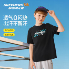 天降礼金：Skechers儿童纯棉T恤 夏季透气 男女童休闲运动短袖 男童女童款