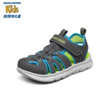 百亿补贴：Skechers斯凯奇 儿童运动凉鞋 400041L 男童/炭灰色/蓝色/CCBL 28.5