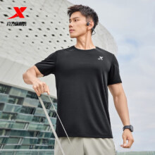 特步 XTEP 运动T恤男夏装跑步速干衣薄款健身服半袖 正黑色 L 0175