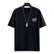 SN R 心电波浪短袖T恤 男款 圆领印花体恤衫 黑色 2XL