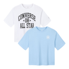 Converse 儿童T恤男童短袖纯棉休闲圆领t恤 150/72 天空蓝+白色