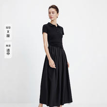 navigare 意大利小帆船女士2026年夏季新款黑色短袖POLO领长裙子