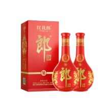 郎酒 红花郎(10) 酱香型白酒 53度 500ml*2瓶 透明
