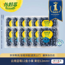 怡颗莓Driscoll's 云南蓝莓12mm+ 12盒装 约125g/盒