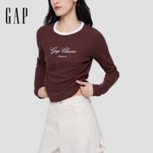 Gap 盖璞 女式刺绣logo修身针织肌理长袖T恤 792652