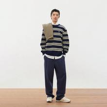 MLMR 春秋复古条纹撞色刺绣潮卫衣针织衫 男女款