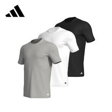 adidas 亲肤舒适 男士T恤 黑色/白色，3件黑色圆领，3件白色圆领，黑/白/灰圆领，黑/白/灰v领