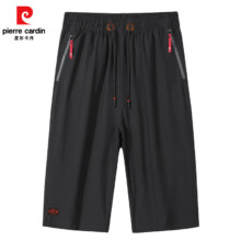 皮尔卡丹 男士七分裤 夏季宽松直筒休闲短裤 黑色