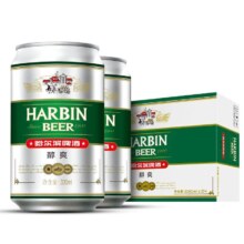 哈尔滨啤酒 醇爽330ml*24听 9°P 整箱易拉罐清爽哈啤
