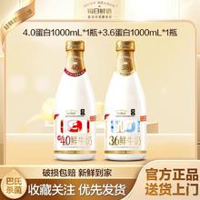 每日鲜语 鲜牛奶 3.6% 1000ML+4.0% 1000ML 低温奶瓶装 巴氏杀菌鲜奶