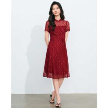 蕾朵 网纱旗袍连衣裙 新中式改良修身收腰显瘦 喜婆婆中国风