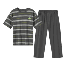 有棵树 100%新疆棉 10A抑菌睡衣长裤 男士家居服套装