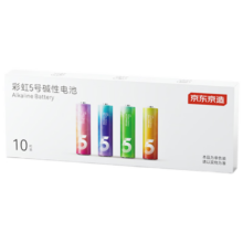 京东京造 5号电池 10节 单色装 彩虹碱性电池 无汞环保