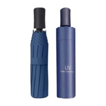 晴雨伞自动折叠8骨黑胶UV防晒遮阳雨伞 加大男女可用 藏青UV 自动款8骨