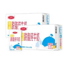 88vip、三元无菌砖特品脱脂纯牛奶250mL*24盒*2箱